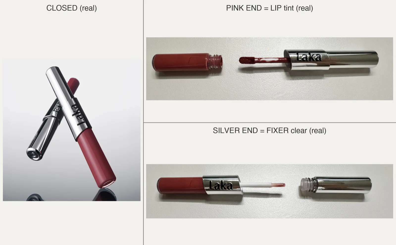실사 사진으로 조립한 제품 마스터 시트 - CLOSED / PINK=LIP / SILVER=FIXER 라벨