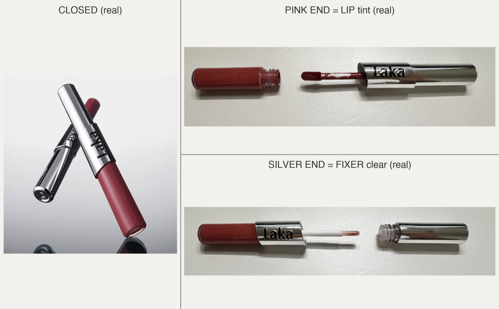 실사 사진으로 조립한 제품 마스터 시트 - CLOSED / PINK=LIP / SILVER=FIXER 라벨